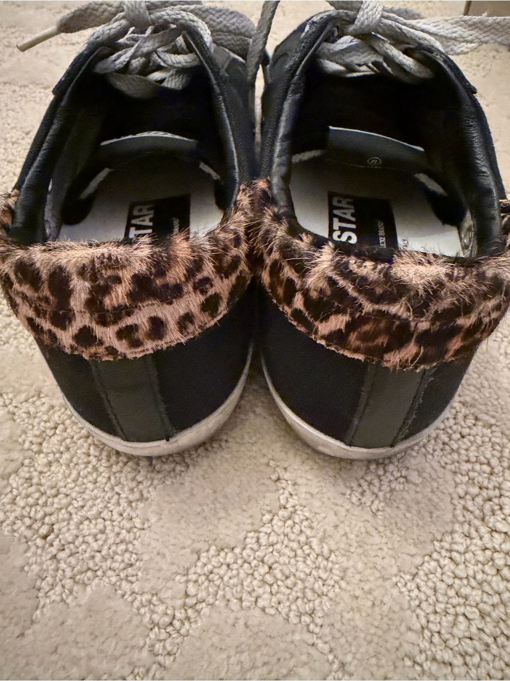 Golden Goose Superstar Black Sneakers with Red Glitter Star - Picture 4 of 9